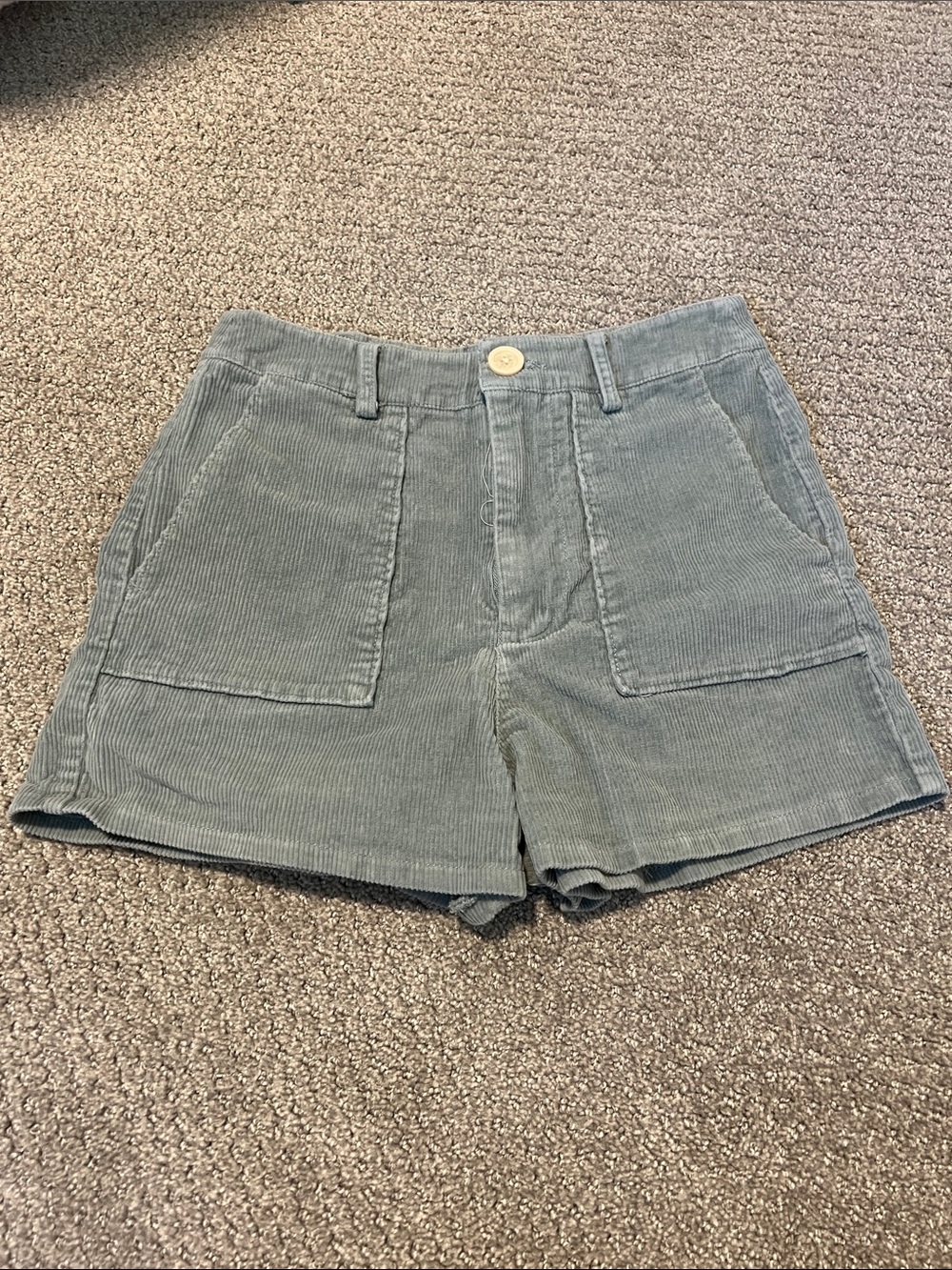Amuse Society Corduroy High-Rise Shorts in Sage